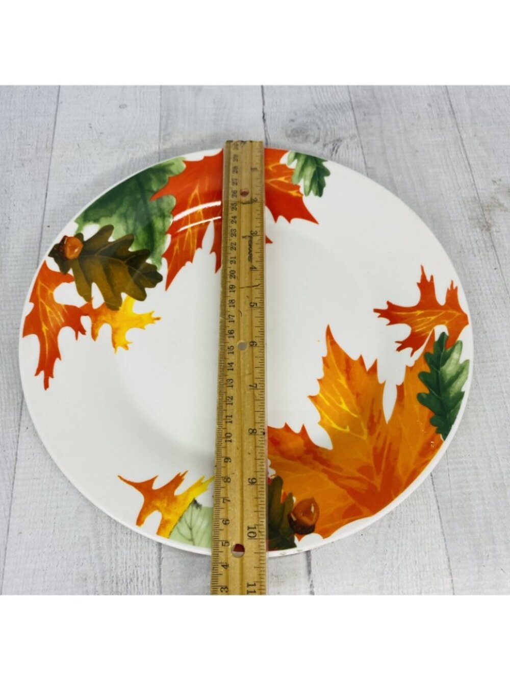 Royal Norfolk RNF132 Colorful Autumn Leaves Stoneware Round Dinner Plates Set 3 - Picture 9 of 13